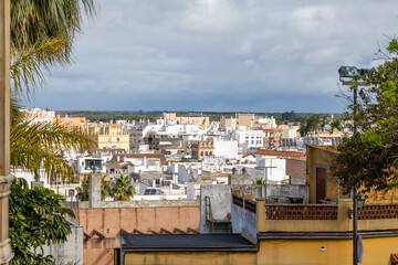 Sanlucar de Barrameda, Spain - April 17, 2025: View of the Plaza del Cabildo in Sanlucar de Barrameda, Andalusia, Spain on a sunny day of summer
