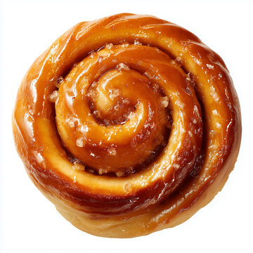 soft spiral honey bun with shiny caramelized surface and delicate layered texture arranged for clean overhead bakery composition