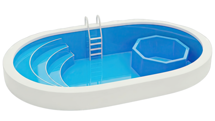 Modern Oval Swimming Pool with Integrated Steps and Hot Tub