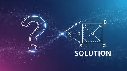 Geometry problem with question mark and violet solution