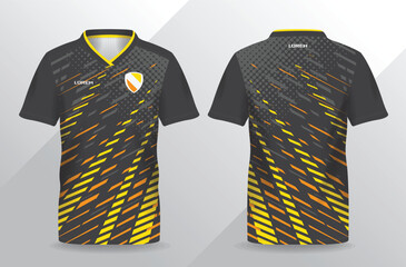 abstract orange yellow and black sport jersey for football and soccer shirt template