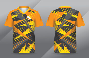 abstract orange yellow and black sport jersey for football and soccer shirt template