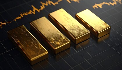 Gold Bar Arrangement with Market Graph