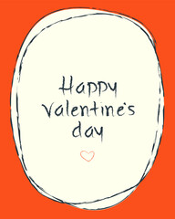 Сute Valentine&rsquo;s Day greeting card with doodle childish frame. Hand drawn crayon poster. Cartoon isolated vector illustration