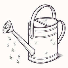 Classic Small Watering Can Isolated on Clean White Background