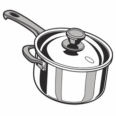 Stainless Steel Saucepan Isolated on White, Kitchen Cooking Pot
