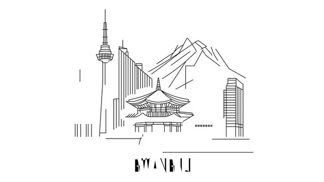 Animation Of Gwangju City Line Draw Simple Minimalist