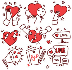 cute vector illustrations with hearts