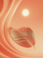 Coral Abstract Background Gold Leaf Sun orange