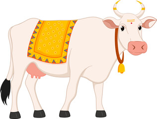 indian decorated cow for harvesting Pongal festival of india vector illustration design