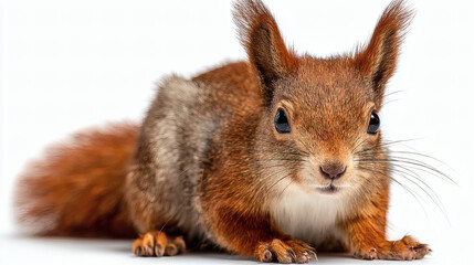 Obraz premium Red Squirrel White Background Cute Portrait