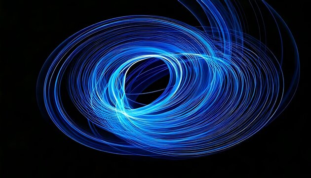 A mesmerizing vortex of swirling blue light trails against a dark background creates dynamic and abstract imagery - Powered by Adobe