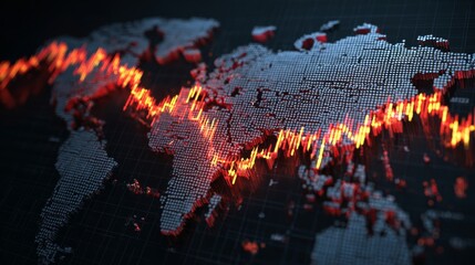 Global financial crisis concept with falling stock market graphs, economic downturn illustration, and business investment risk visualization for financial analysis and market trends