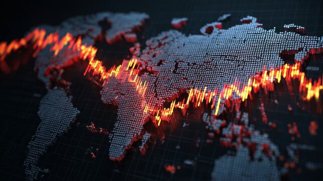 Global financial crisis concept with falling stock market graphs, economic downturn illustration, and business investment risk visualization for financial analysis and market trends - Powered by Adobe