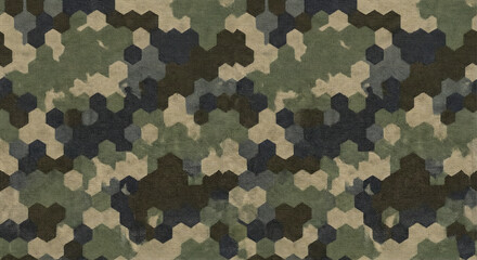 Fototapeta premium Close-up of green and brown military camouflage fabric texture