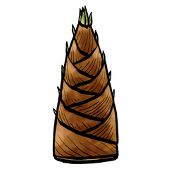 タケノコのイラスト （筆タッチ・山菜） シンプル /  Hand-drawn Bamboo Shoot Illustration