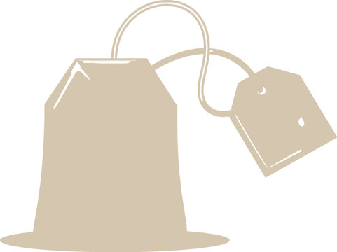Tea bag with label tag hanging on string
