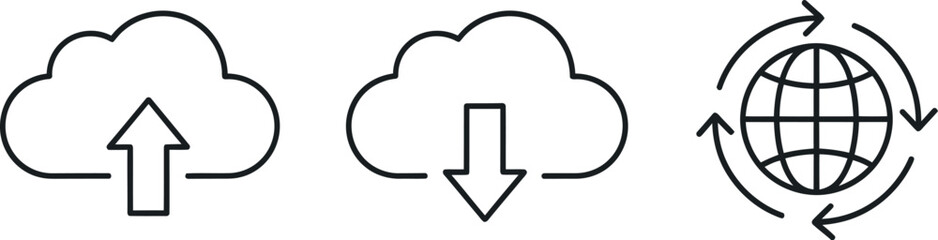 Fototapeta premium Cloud computing and global data transfer icons