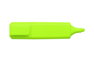 Neon green highlighter pen for office supplies on transparent background