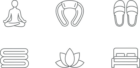Spa and wellness icons representing relaxation and serenity