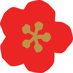 Red and Gold chinese flower abstract paper cut art