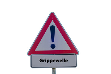Schild Grippewelle freigestellt isoliert