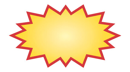 Bright yellow starburst label with red outline, isolated on white background. Perfect for special offers, promotions, stickers, and attention-grabbing announcements.
