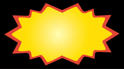 Yellow starburst shape with glowing effect on a black background, perfect for attention-grabbing banners, sales, or highlights.
