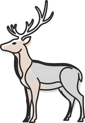 Fototapeta premium Elegant Deer Illustration with Detailed Antlers and Graceful Posture.
