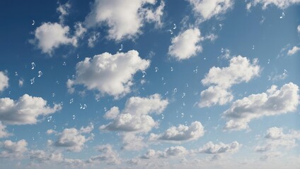 Obraz premium Fluffy white clouds against a vibrant blue sky backdrop.