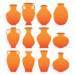 Empty Brown Flower Vase Vector Illustration