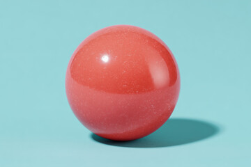 Vibrant pink sphere on turquoise background with shadow