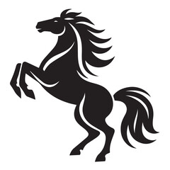 Fototapeta premium Black and white vector silhouette of a horse