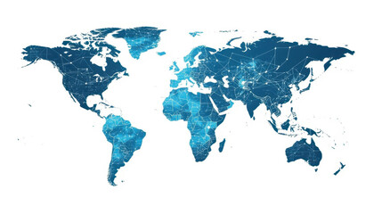 World map digital network technology connection communication global infographic blue background World map with digital network connection technology communication global infographic blue