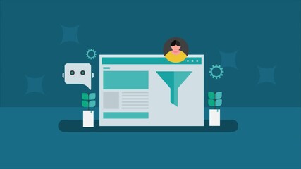 AI driven conversion optimization funnel converting website visitors, social media audience into paying customers.