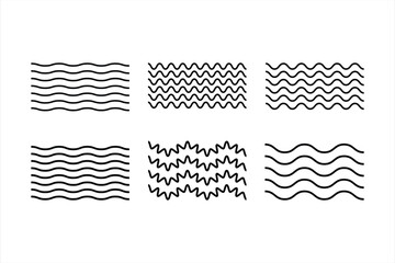 undulating wavy lines set.minimalist wave borders for decoration, wind or water symbols. linear elements isolated for design use