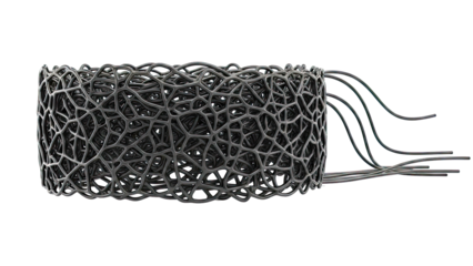 Black abstract mesh object with flowing wires