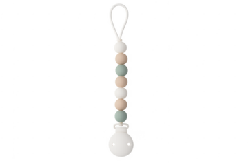 Baby pacifier clip with silicone beads and transparent background