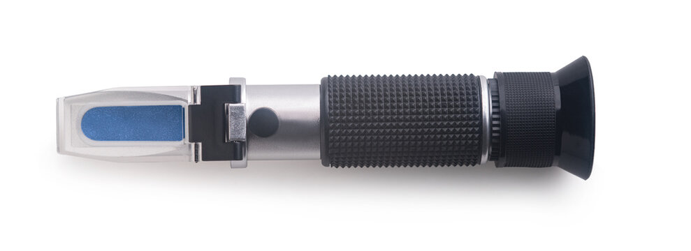 hydrometer, a device for measuring sugar on white background