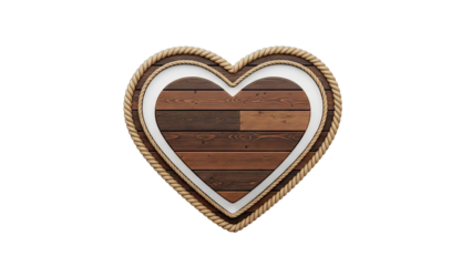 Heart-shaped wooden plaque with rope border