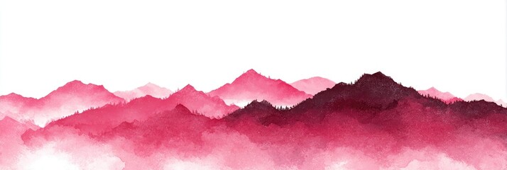 Obraz premium Pink Watercolor Mountains