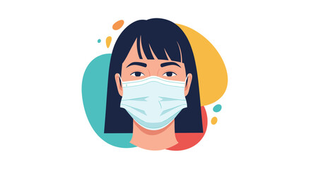 Portrait of a young Asian woman wearing a protective surgical face mask to prevent the spread of viruses and germs.