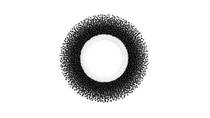 Ring of black spheres on a white background