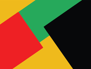 Minimalist abstract geometry with red, yellow, green, and black shapes, a concept for Black History Month.