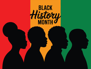 Black History Month Silhouette Illustration with African Colors