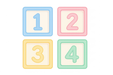 Pastel baby blocks showing numbers for early education