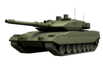 Naklejka premium Modern main battle tank standing ready for combat, armored military vehicle with powerful weaponry protecting security