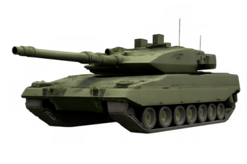 Modern main battle tank standing ready for combat, armored military vehicle with powerful weaponry protecting security