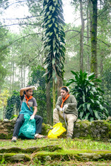 Dedicated Volunteers Diligently Cleaning Forest Trails