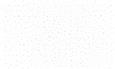 Abstract molecular vector pattern with scattered grey particles and dots on white. Scientific nano technology texture with light chaotic atomic clusters. Futuristic biology dust wallpaper design.